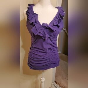 Cabi style# 322 ruffle tank purple sz Med